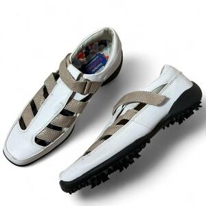 FootJoy LoPro Collection White Leather Golf Shoes with Spikes Womens‎